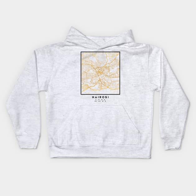 NAIROBI KENYA CITY STREET MAP ART Kids Hoodie by deificusArt